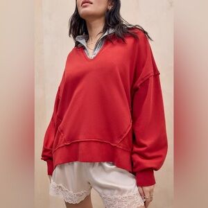 Urban Outfitters Out From Under Break It Up Notch Red Oversized Sweatshirt EUC